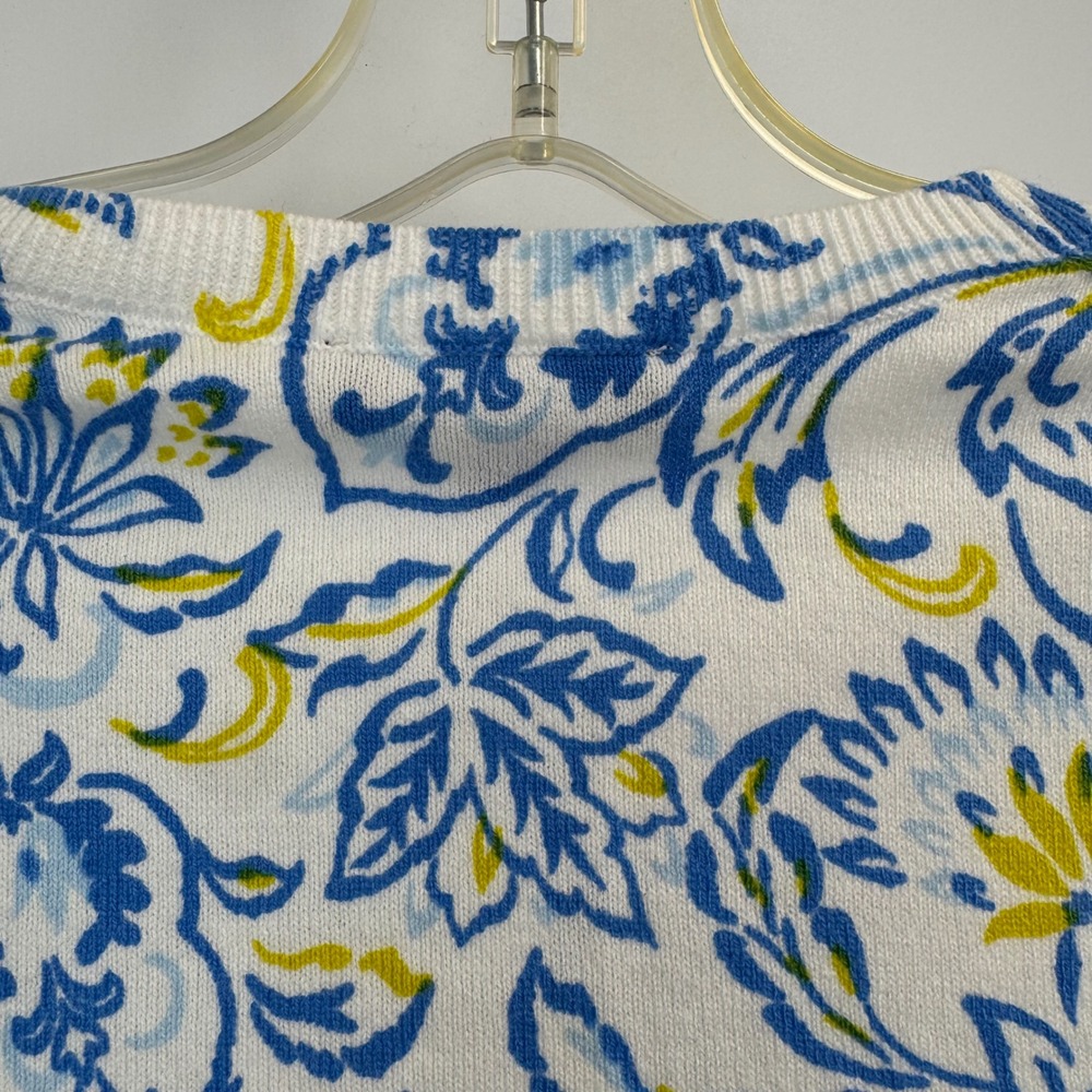 Ann Taylor Floral Cotton Button Front Cardigan Blue White Yellow Size S NWT - Picture 12 of 12